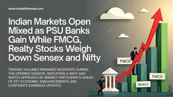 Indian Markets Open Mixed as PSU Banks Gain While FMCG, Realty Stocks Weigh Down Sensex and Nifty